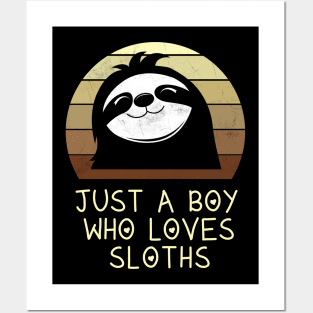 Boy Sloth Love Retro Posters and Art